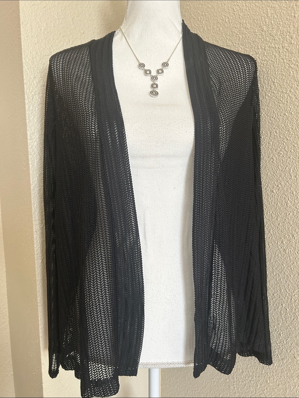 Lightweight Black Open-Front Women's Cardigan